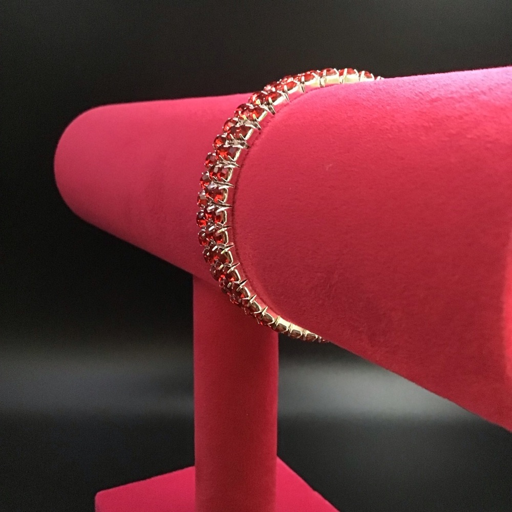 Three Red Rhinestone Bracelets - Picture 2 of 2